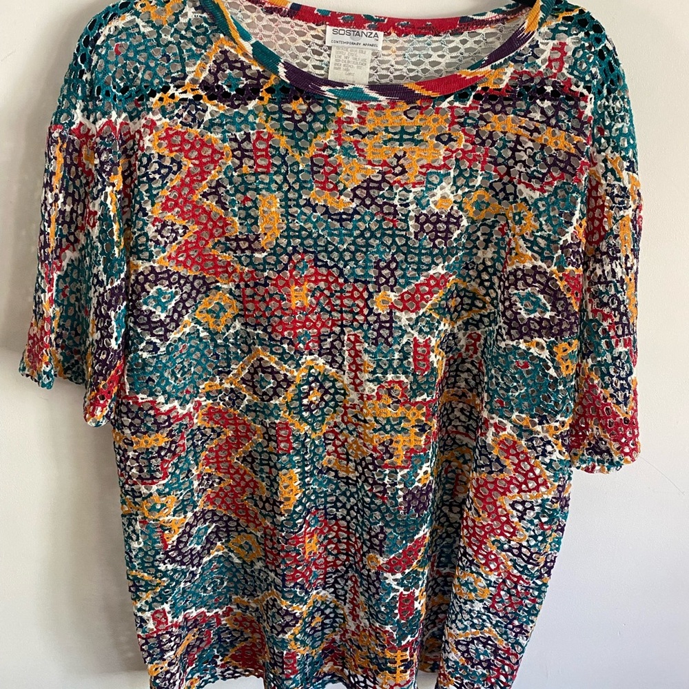 Vintage 80s/90s‎ Colorful Mesh Top